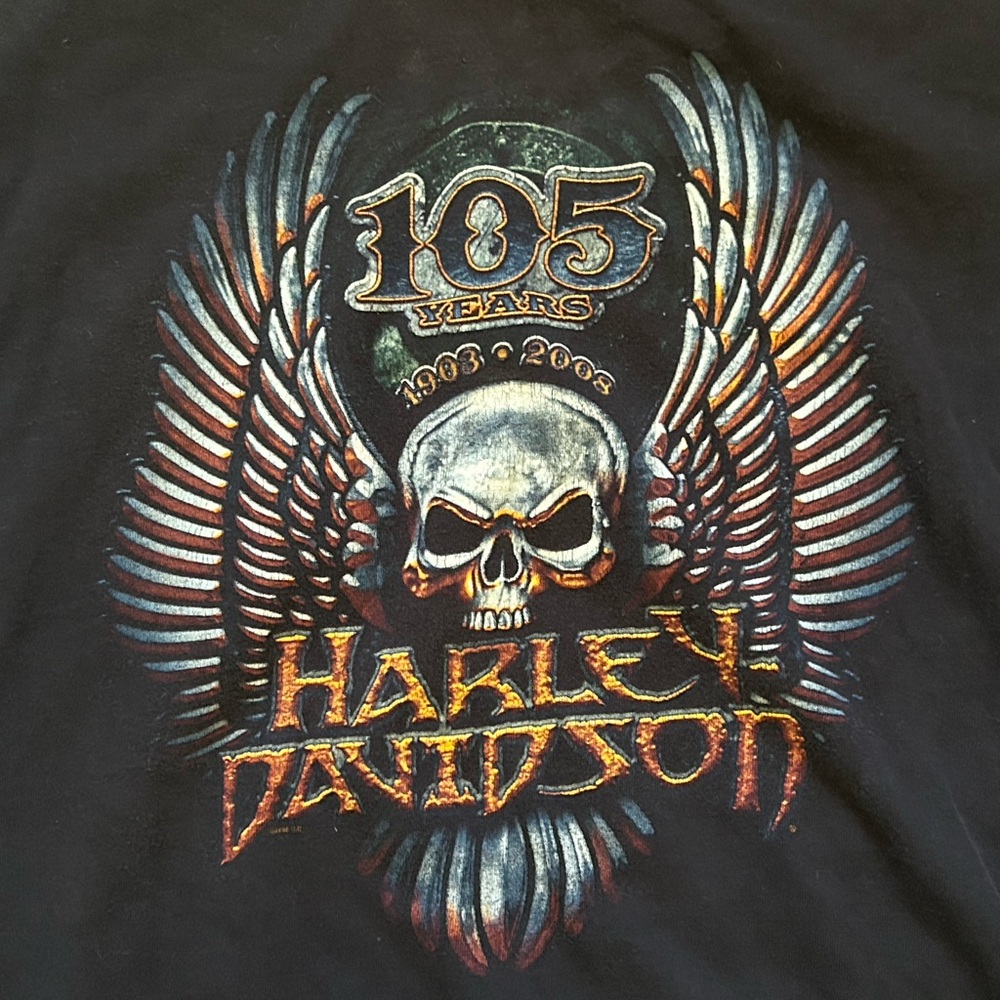 Harley Davidson 105 Years Graphic Tee New Orleans skull 

Size XL